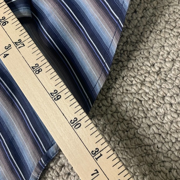 Johnston & Murphy Mens Shirt Size Large Blue Striped Tailored Fit Button Up - Picture 6 of 11